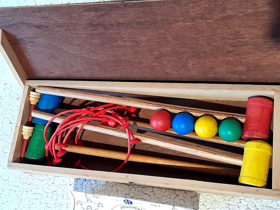ancien jouet jeu de croquet HC France en boite bois notice - Photo 3/4