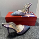 COKVKUU Shoes Womens Size 6.5 Blue Purple Rhinestone Slingback Stiletto Heels