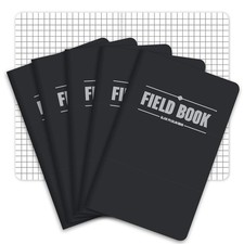 5 Pack Black Field Note Books 3.5X5.5 Pocket Size Lined Memo Pads 240 Pages