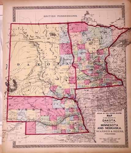 Rare Antique 1873 Map of the Dakota Territory & Nebraska by H.H. Lloyd - 15x18