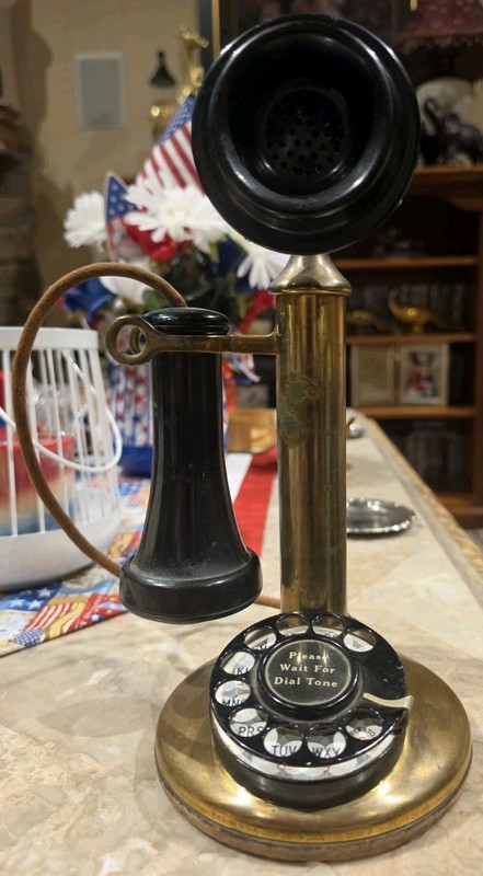 UNUSUAL ANTIQUE WESTERN ELECTRIC BRASS 51AL CANDLESTICK TELEPHONE; BELL PROPERTY