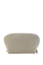 Cuyana Womens Pebbled Leather Medium Zippered Makeup Travel Bag Beige