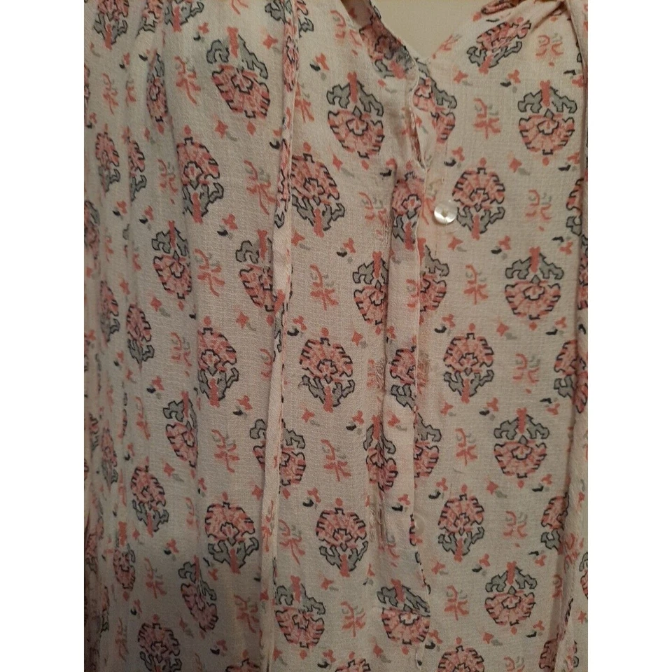 Женская крестьянская блузка LUCK BRAND размер S розовая и цвета слоновой кости с цветочным узором с длинным рукавом - Изображение 2 из 4