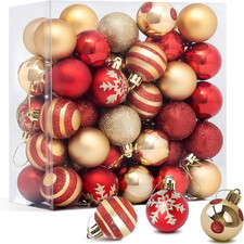 Christmas Tree Decorations Set,4Cm 50 Pcs Red Gold Christmas Tree Decorations,Ch