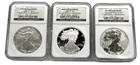 2006 $1 American Silver Eagle 20th Anniversary NGC MS70 RP70 PF70 3 Coin Set