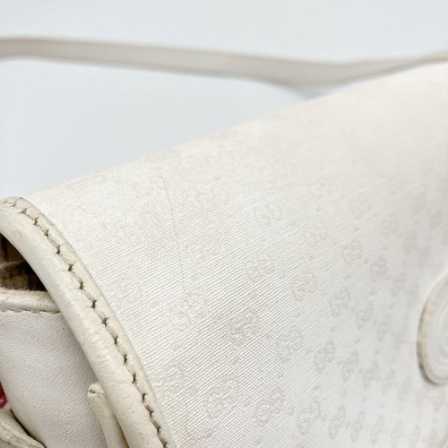 Borsa a tracolla vintage Gucci Micro GG bianca PVC pelle oro ferramenta vecchia Gucci - Foto 23 di 24