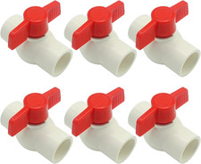 6Pcs 1/2" NPT PVC Ball Valve, Water Pipe Shut-Off Valve Socket with Red T-Handle