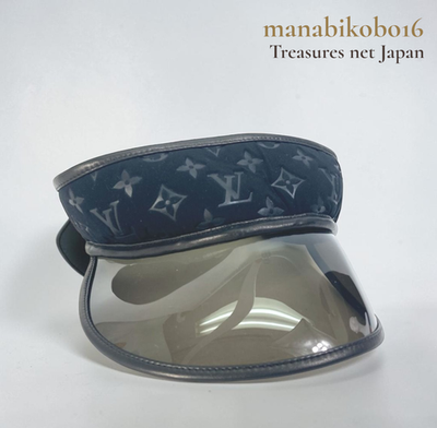 LOUIS VUITTON Monogram Sun visor Nylon Black Hat Cap LV japan Used