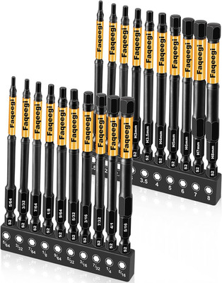 20PCS Hex Bit Set - Impact-Resistant Metric & SAE, Magnetic CNC Tips for Drill &