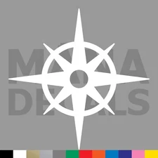 Compass Vinyl Die Cut Decal Sticker - Nautical Boat Ship Sea Ocean Travel