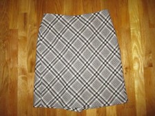 NWT Ann Taylor Brown Plaid Wool Blend A-Line Skirt Size 8