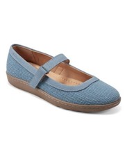 Earth Lorali Mary Jane Flats Leather Canvas Blue Size 7 or 9 NIB