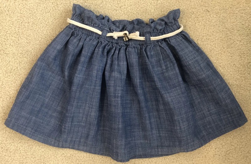 LOGG H&M size 2-4 Girls Blue Chambray Skirt W/ Nautical Rope Belt