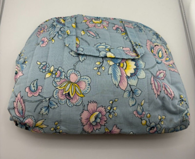 Vintage Makeup Travel Kit Travel Bag with Accessories Blue in Blooms Floral Bag