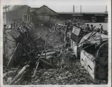 1938 Press Photo Quantico, Va wreckage of fire at laundry on Marine post