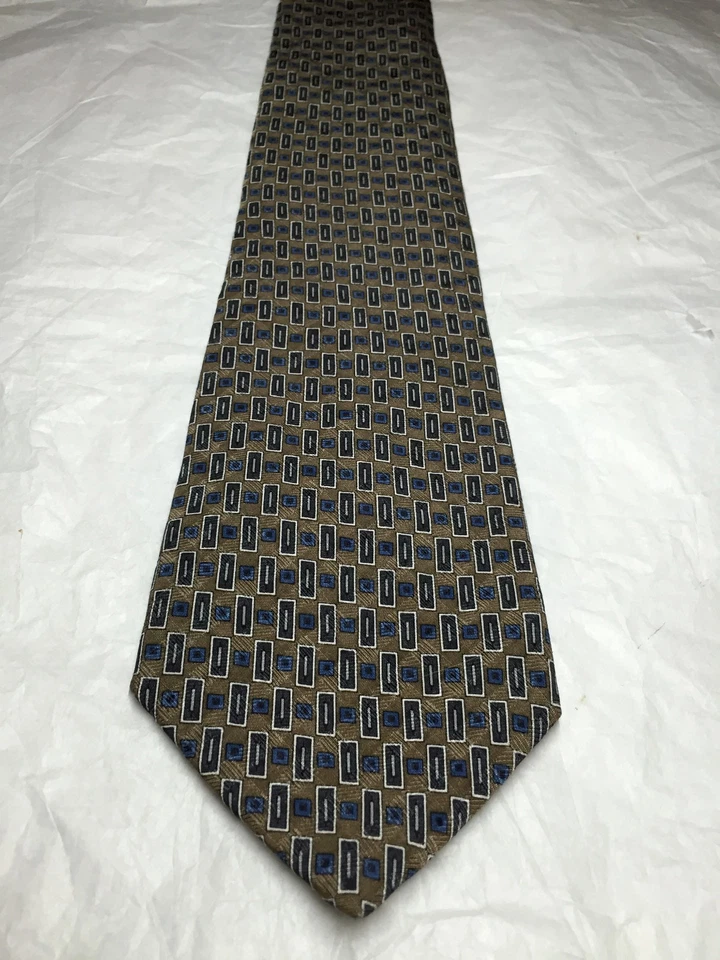 CORBATA HOMBRE HOY MARRÓN CON CUADRADOS AZULES 59 X 4 Foto 2 de 4