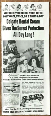1955 Colgate Ribbon Dental Cream Print Ad Whether You Brush 1 2 3 Times a Day