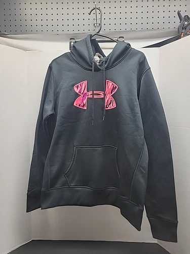 Under Armour Hoodie Womens Large Black Large Embroidered Pullover Sweatshirt