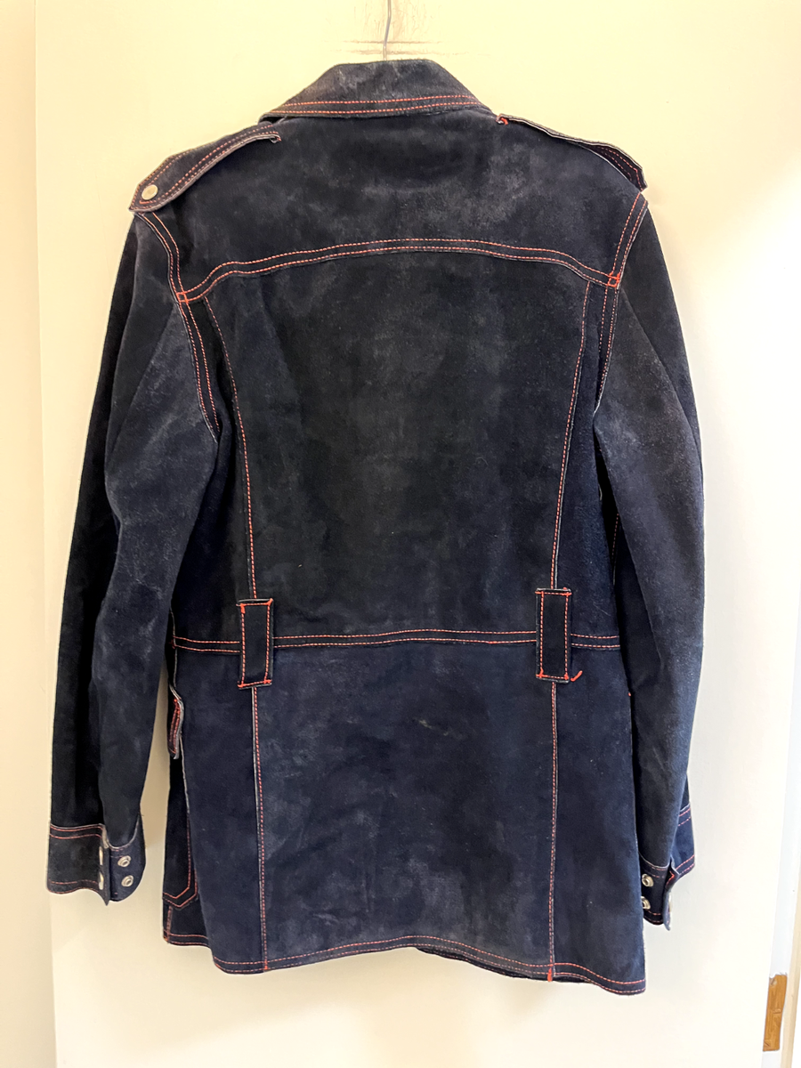 Navy Blue El Toro Bravo Genuine Leather Split Cowhide Jacket
