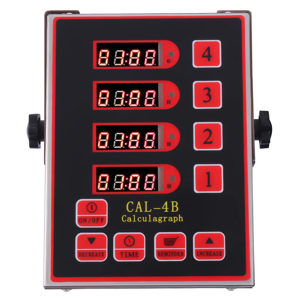 Commercial 4 Channels Kitchen Timers Restaurant Timer Loud Red Stainless Steel - Image 3 of 4
