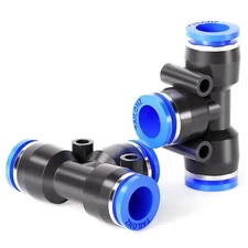 Blue Tee 3 Ways 8mm Tube Od Push To Connect Tube Quick Fittings Push Lock Pe8 p