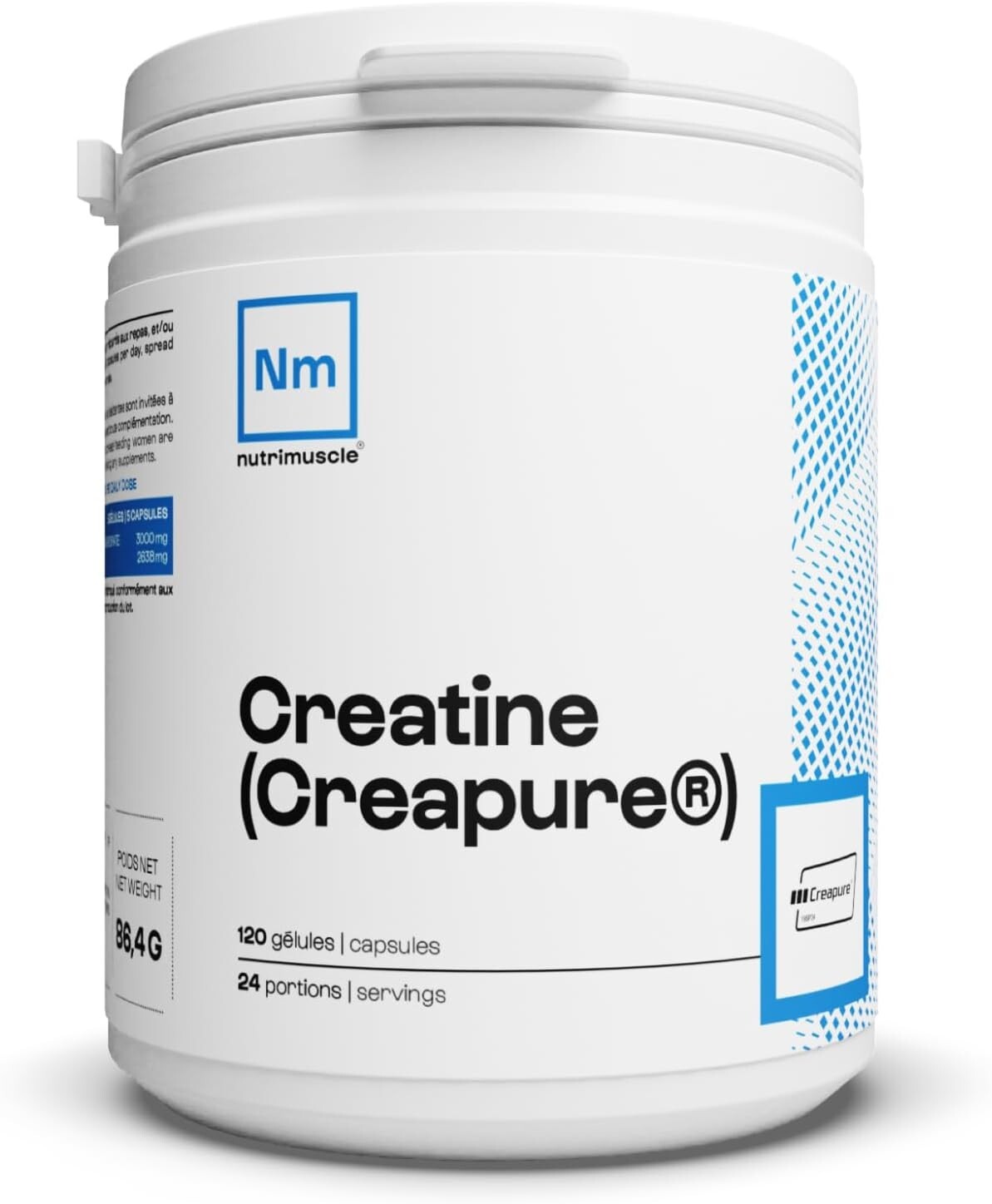 Créatine monohydrate pure Creapure en poudre pour la prise de masse musculaire 500g