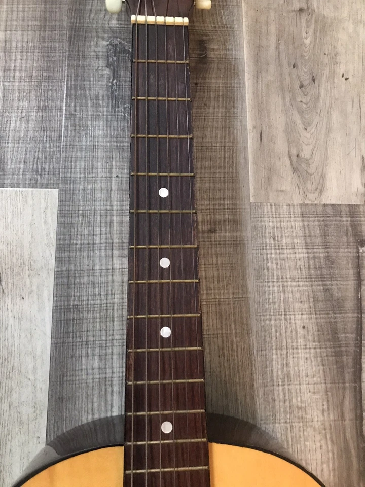 Vintage Korean Lindell Acoustic 6 String Parlor Guitar Natural CLEAN 1970s 60s - Image 3 of 4