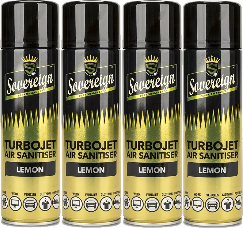 4 x SOVEREIGN LEMON TURBOJET AIR SANITISER CAR HOME FRESHENER