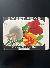 1930-40s Antique SWEET PEAS Flower Seed Pack Card Seed Co Mint 6x4.25 LAST ONE