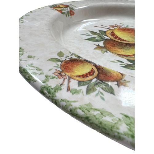 Italian Ceramic Large Decorative Shallow Pomegranate Bowl Centerpiece - Picture 2 of 3