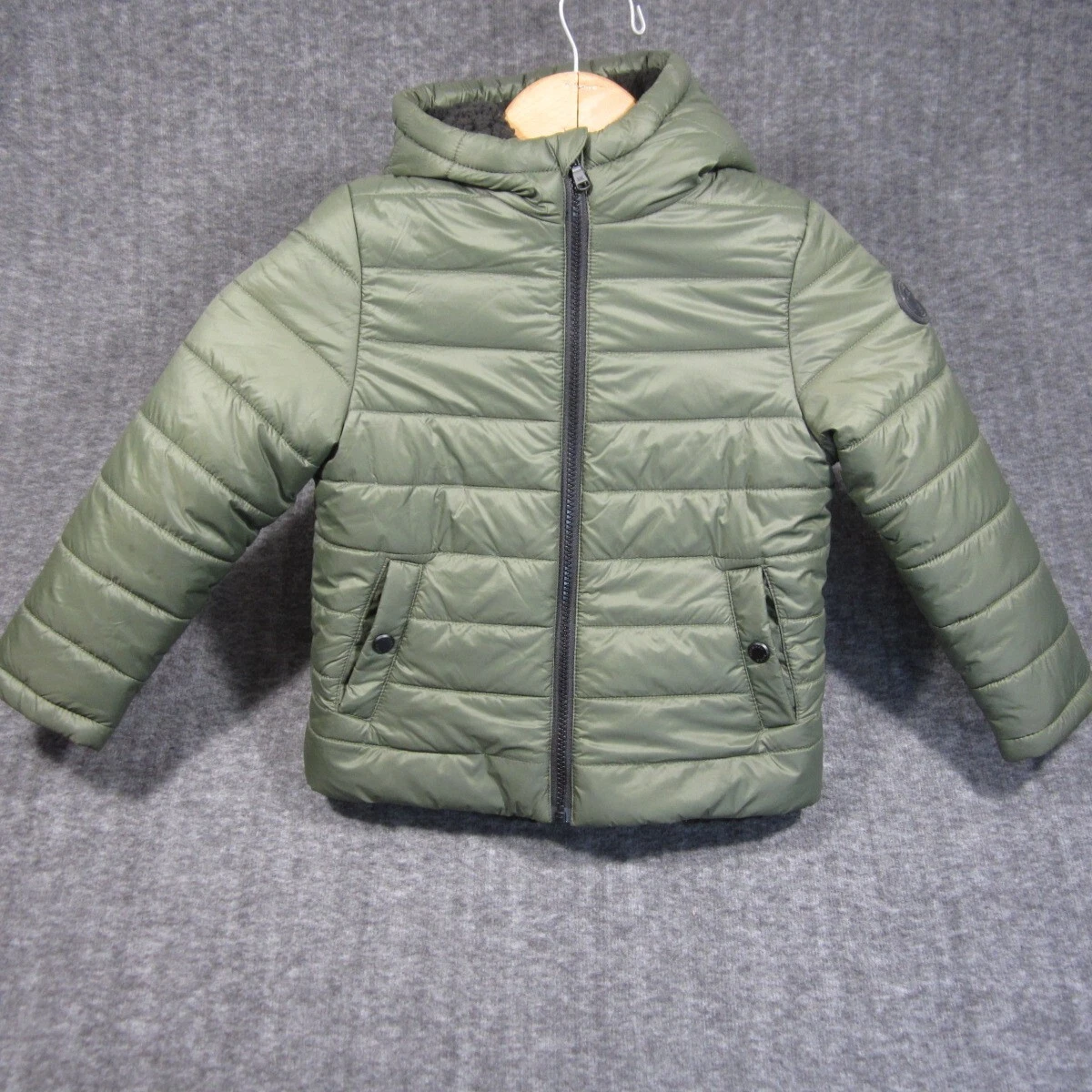 Michael Kors Puffer Jacket bambino 4 cappuccio sherpa foderato verde militare tasche cappotto