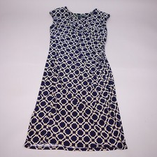 Lauren Ralph Lauren Dress Womens 8 Sleeveless Sheath Blue Shoulder Pads