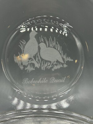 Set 4 Clear Etched Upland Bird Plates Grouse Duck Dove Quail 8  Round Perfect!