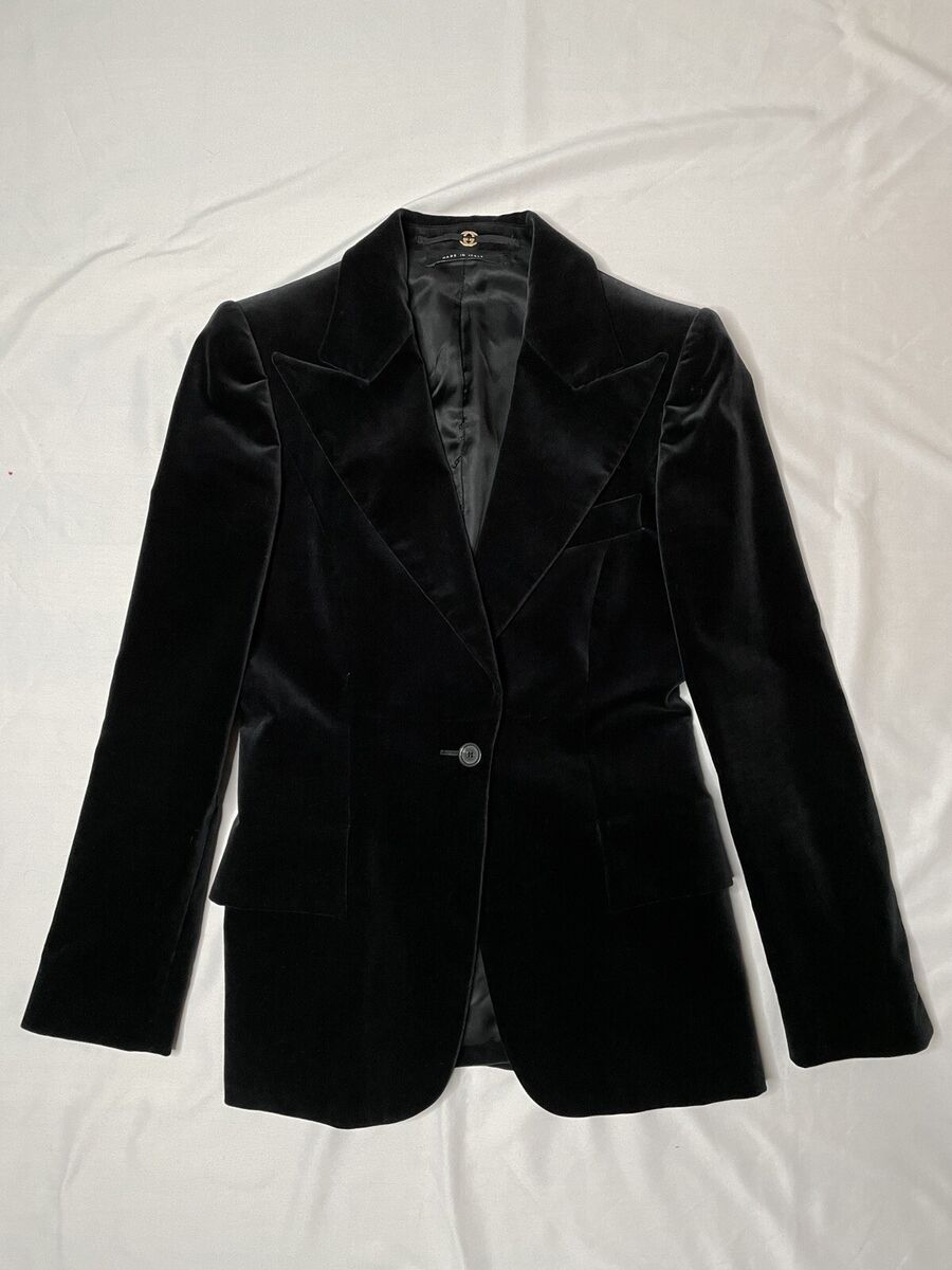Tom Ford Gucci 2003 Black Cotton Velvet One Button Blazer Tom Ford Gucci 2003 Black Cotton Velvet One Button Blazer