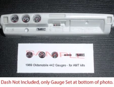 1969 OLDSMOBILE 442 W30 GAUGE FACES for 1/25 scale AMT kits—PLEASE READ DESC