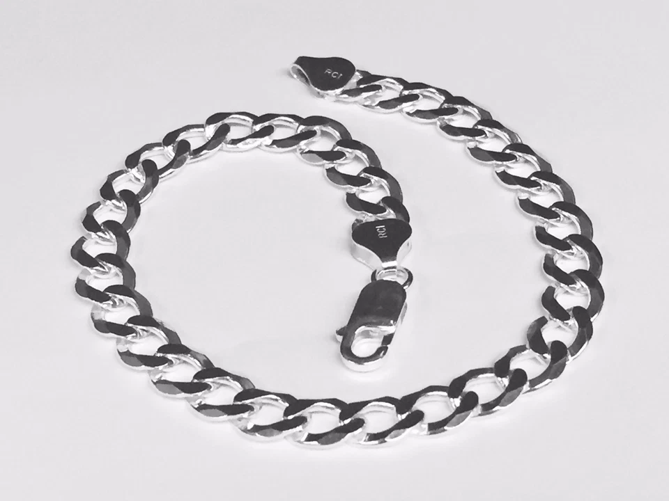 Cadena/pulsera de plata de ley 925 de 8,5" para hombre eslabón cómodo 8 mm 13 gramos