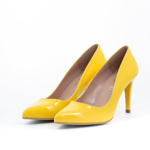 ALESSIA vernice giallo scarpa elegante da donna decolleté tacco 8 giallo vernici - Foto 1 di 1
