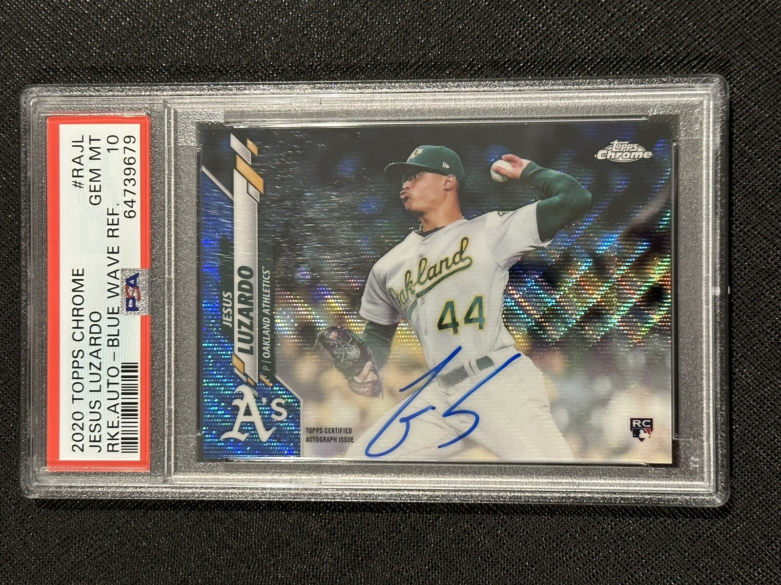 2020 Topps Chrome Jesus Luzardo Blue Wave /150 Auto RC PSA 10 Gem Mint