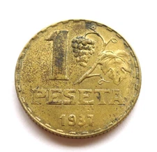 SPAIN 1 PESETA 1937, LA RUBIA, CIVIL WAR ERA, ALU-BRO, EF+ TRACE LUSTRE, KM#755