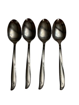 Oneida Community Stainless TWIN STAR Atomic Starburst Teaspoon 6 1/8'' Lot 4 MCM
