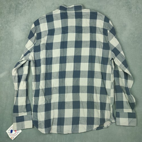 New York Yankees Levis Shirt Mens Large Blue Buffalo Plaid Western Snap NWT - Picture 7 of 13