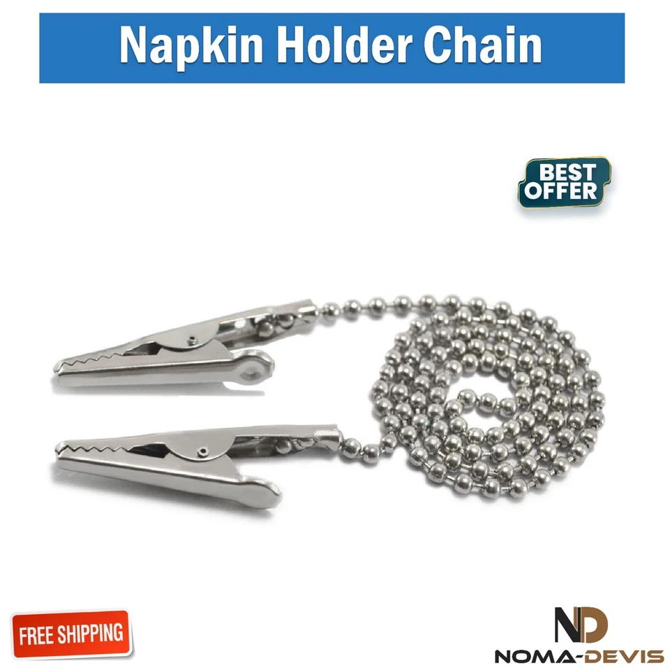 Servilletero Cadena Cerradura Ajustable Estilo Cocodrilo Babero Clips Instrumentos Dentales Foto 2 de 4