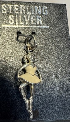 Beautiful Vintage Ballet Dancer Ballerina 3D 925 Sterling Silver & Enamel Charm