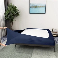 Box Spring Cover Full Size  4 Sides Bed Skirt- Full/Full XL, Stretchy Wrap Navy
