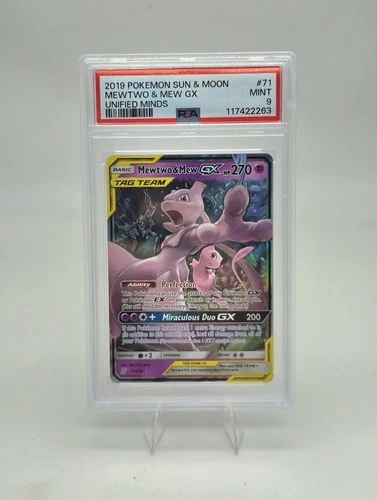 Mewtwo & Mew GX 71/236 Unified Minds Holo Sun & Moon PSA 9 Mint