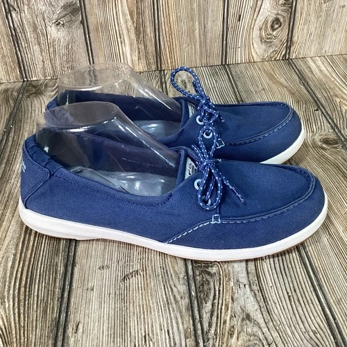 Columbia BL4611-469 Blue Delray Canvas Boat Shoes Canvas Slip On Fishing Size 10