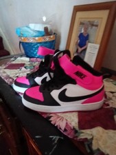 New Nike Court Borough Mid 2 BG Fierce Pink Black Kids Size 2Y HV0935-100