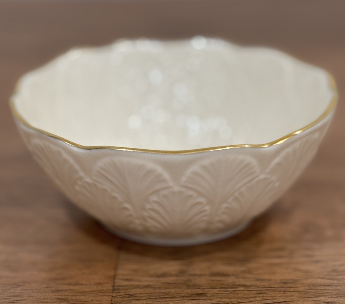 Lenox Greenfield Candy Dish Bowl 24K Gold Trim Porcelain  Made USA