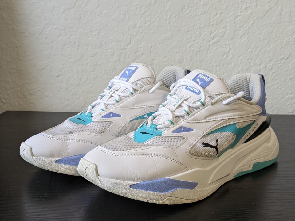 Puma First R System Shoes Puma RS System Sneakers Men’s Size 9.5 White Blue Teal Chunky Lifestyle ...
