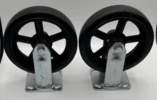 Global Industrial™ Heavy Duty Rigid Plate Caster 8" Mold-On Rubber Wheels 2 pcs.